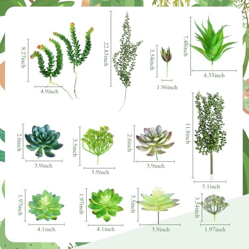 Rtteri 18 Pcs Wall Hanging Planter with Artificial Plant, Succulents, Gray - Image 3