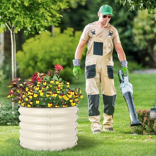 Aoodor 17" Tall 24" Metal Raised Garden Bed, Beige - Image 3