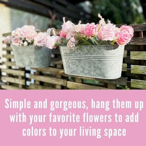 LaLaGreen Hanging Rail Planter (11.2 in, 2 Pack) Silver Metal Fence Pot - Image 7