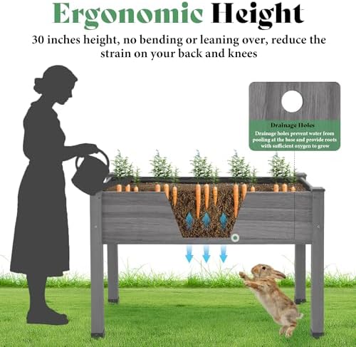 AMERLIFE Raised Garden Bed, 48x30x24 Inches Elevated Wood Planter Box - Image 3