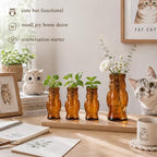 Nacome Owl Plant Propagation Station: Set of 4 Cute Brown Glass Vases - Image 2