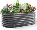 Land Guard Galvanized Planter Raised Beds, 6×3×2ft Galvanized Water Trough, Keyhole Raised Garden Bed Metal (Dark Gray) by LandGuard