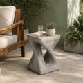 IRONORA Concrete Look Twisted Hollow Pedestal Side Table, Hourglass Sculpture Accent End Table, Weather Resistant Decor Plant Stand for Living Room Covered Patio Wabi Sabi Industrial Decor by Unknown