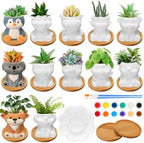 Hushee 12 Sets Ceramic Succulent Pots to Paint with Drainage by Hushee