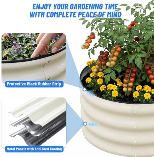 SnugNiture 2x2x1ft Round Galvanized Raised Garden Bed Kit Outdoor, Metal Planter Box for Planting Plants Vegetables, White - Image 3