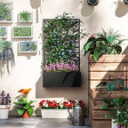 Outsunny Metal Raised Garden Bed with Trellis, Small Leaves Cut-Outs - Image 6