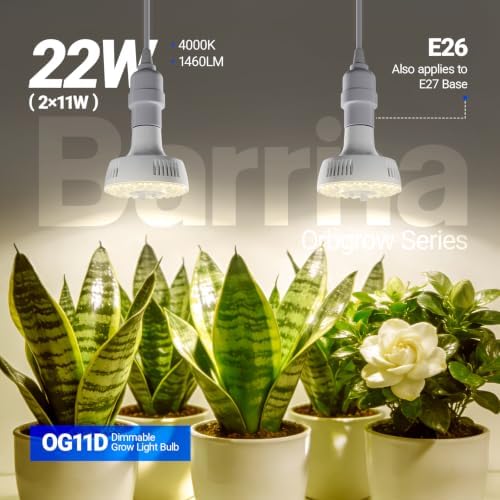 Barrina Orbgrow OG11D Grow Light Bulbs with Base, 4000K 11W, 2 Packs, White - Image 3