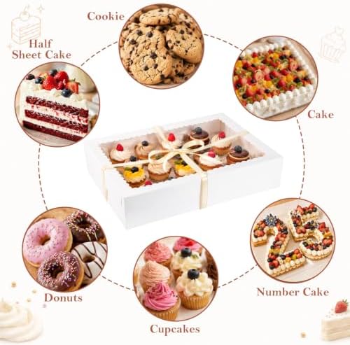 19x14x5 Inch Half Sheet Cake Box with Cake Board & Ribbon, 4 Pack - Image 5