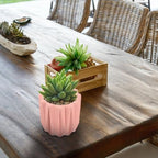 FOMIYES Modern Geometric Ceramic Planter Pot with Saucer and Drainage Hole - Image 5