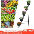 Vertical Garden Planter 5 Tiers Raised Garden Bed Outdoor Standing Herb Garden Planter with Drainage Holes and Removable Tray Planters for Outdoor Plants Vegetables Flowers Black - Image 5