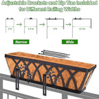 LCHUANG Deck Railing Planter Window Box - 2 Pack 24 Inch Deck Balcony Rail Planter with Coconut Coir Liner, Fence Metal Hanging Flower Planter Basket Deck Railing Planter Boxes for Outdoor Lawn - Image 7