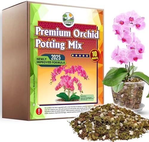 DUSPRO 4in1 Orchid Potting Mix for Repotting,Pre-Mixed & Ready to Use, 10QT by DUSPRO