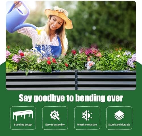Land Guard Galvanized Raised Garden Bed with Legs, 96×24×32in Raised Garden Beds Outdoor with Drainage Holes, Planter Boxes Outdoor for Backyard, Patio, Balcony, 1200lb Capacity, Gray - Image 4