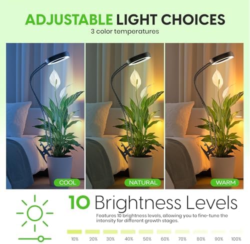 OSANI LED Grow Lights for Indoor Plants, 24" Full Spectrum Plant Light with Gooseneck Clip On Clamp, Dimmable Desk Lamp, Auto Timer, Indoor Plant Grow Light - Image 6