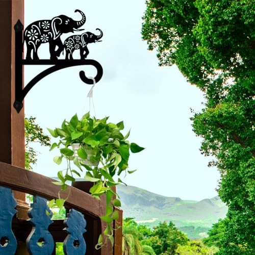 peacoblue Elephant Plant Hanger Bracket, Iron Outdoor Hanging Hook - Image 6