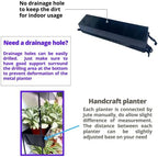 LaLaGreen 16 Inch Wall Mounted Tiered Planter for Indoor Succulent Plants, 3 Tier Modern Black Rectangular Metal Planter - Image 4