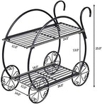 S AFSTAR Metal Plant Stand, Two Tiered Garden Cart Shelf for Indoor Outdoor Home Garden Patio, Parisian Style Flower Pot Holder, Stable and Durable - Image 5