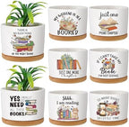 FoldTier 8 Pcs Book Lover Gifts, Ceramic Succulent Pots with Reading Quotes by FoldTier