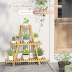 STDDRE Plant Stand For Indoor Outdoor Tiered Plant Shelf 3 Tier 8 Potted Bamboo Flower Holder Ladder Rack For Multiple Triangle Table Plant Pot Stand (Natural) - Image 2