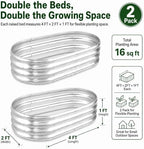 HOOPLE 2 Pack Raised Garden Bed 4x2x1FT, Galvanized Metal Raised Garden Bed Outdoor, Oval Design with Open Base for Better Drainage, Compact Garden Bed for Vegetables, Herbs & Flowers - Image 3