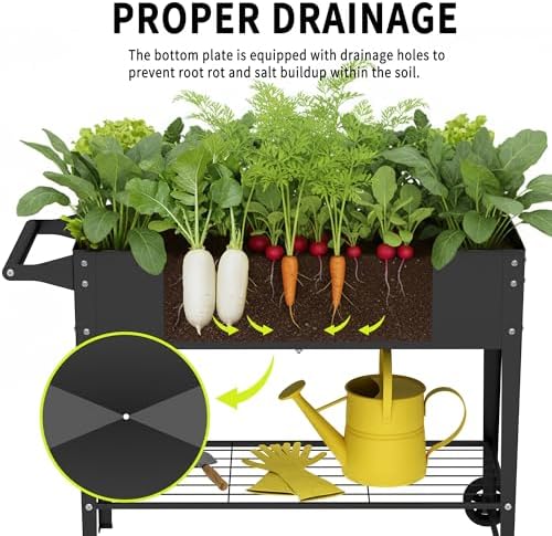 Elevate 32" Tall Raised Garden Bed with Wheel,Planter Box for Backyard,Outdoor Garden, Patio, Balcony, 400lb Capacity,Black - Image 3
