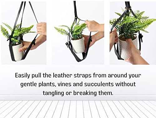 Genuine Leather Plant Hanger + Pot | Minimalist Hanging Planter | Modern Indoor/Outdoor Décor - Image 3