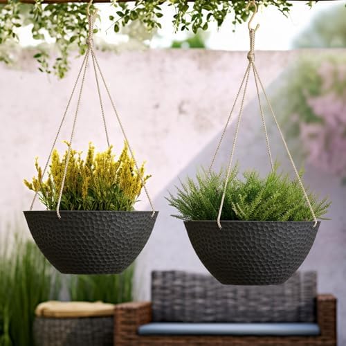 LA JOLIE MUSE Large Hanging Planters for Outdoor Plants, Set of 2 13.2 Inch - Image 6