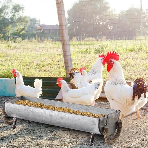 SOFE Poultry Feeder Galvanized Metal Chicken Feeder Set of 2 - Image 2