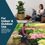 10-Inch Whiskey Barrel Planters Outdoor Pack of 5 - Durable Plastic Plant Pots for Indoor & Outdoor Use with Drainage & Saucer, Lightweight Rustic Barrel Planters for Flowers, Herbs & Small Plants - Image 3