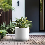 Kante Large Round Cylinder White Concrete Planter 15.8" Tall, Outdoor - Image 4