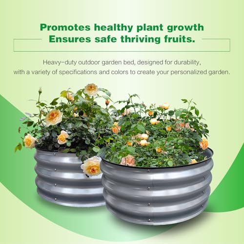 GARDMAX 2 Pack 2x2x1FT Galvanized Round Raised Garden Bed Kit, Metal Planter Boxes Outdoor with Easy Assembly, Large Garden Bed for Vegetables, Fruits, Flower, Herbs Milk White - Image 5