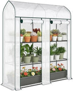Mini Greenhouse, White 3-Tier Portable Greenhouse and Small Plant House with 2 Roll-Up Doors, 56.3 x 18.1 x 65 in Greenhouse Cabinet for Patio Balcony Garden by Unknown