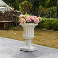 Large Urn Planter – White Vintage Magnesium Oxide Pot with Drainage for Indoor & Outdoor Garden, Entryway, Walkway Decor by Unknown