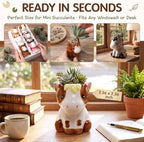 Mumufy 6 Pack Small Succulent Pots with Drainage Holes Horse Ceramic Pot - Image 2
