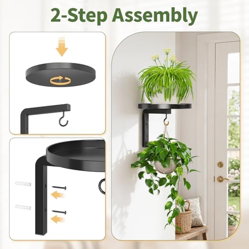 LASZOLA Plant Hanger Holder Window Shelf Wall Mounted Indoor, 4 Pcs Black - Image 5