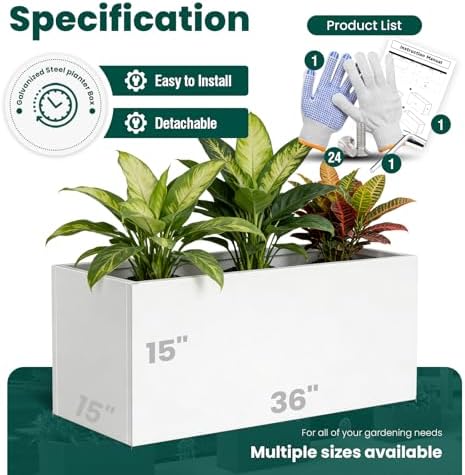 Metal Rectangular Planter 36" L x 15" W x 15" H, Galvanized Steel - Image 3