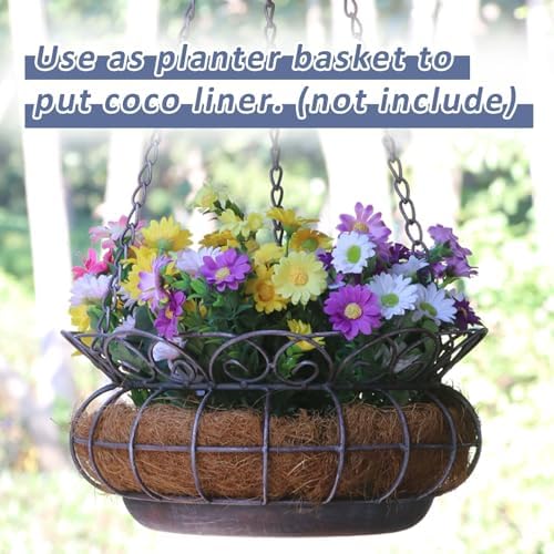 Metal Hanging Planter,Decorative Outdoor Hanging Baskets for Garden Plants - Image 6