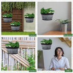 12 Pcs Wall Hanging Planters Outdoor Wine Barrel Planter Distressed Oak Thickened Plastic Water Storage Flower Pots for Plants Flower Indoor Outdoor Railing Fence (Black,10 Inch) - Image 3