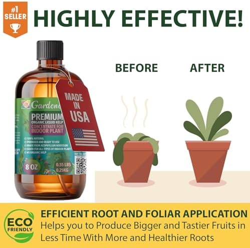 GARDENERA Premium Organic Seaweed & Kelp Superfood for Orchid Plants - 32 oz - Liquid Kelp Fertilizer Concentrate (Makes 180 Gallons) - Image 3