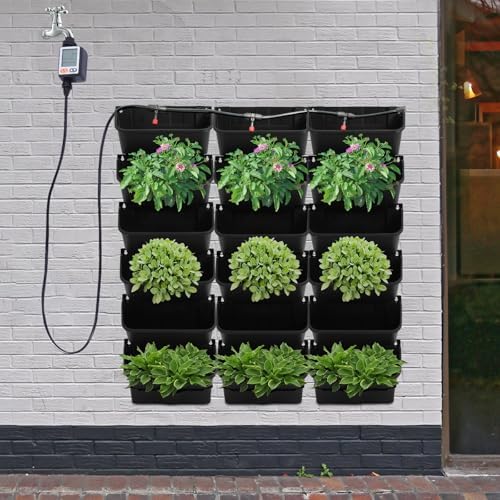 Self-Watering Wall-Mounted Planter, Vertical Garden Planter Set with 18 Pots, Stackable Plant Grow Pots with Electronic Timer for Growing Veggies, Fruits, Herbs, Flowers. - Image 2