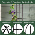 Evergreen Metal Garden Obelisk Trellis for Climbing Plants Outdoor, Indoor Plant Trellis for Potted Plants, Floral Pattern Arch Trellis (Black, 7 ft. Round) - Image 4