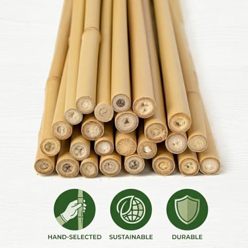 Plant Stakes Natural Bamboo Sticks - 25 Pcs Bamboo Garden Stakes for Plants 3 FT Plant Support Sticks with Twist Ties for Tomatoes Beans Orchid Flowers Indoor Outdoor Potted Climbing Plants - Image 4