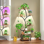 VINGLI 48" Rolling Plant Stand with Grow Lights, 8-Tier, Black & Brown by VINGLI