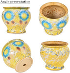 Sungmor 9 Inch Hand Painted Ceramic Succulent Plant Pots - Yellow & Daisy - Image 3
