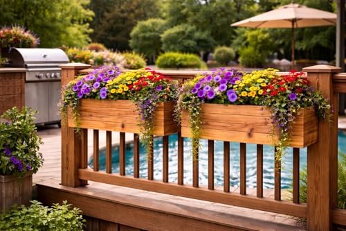 Handmade Rustic Cedar Herb Window Planter Box – Wooden Window & Railing Planter for Indoor or Outdoor Use, Made in USA (46") - Image 2