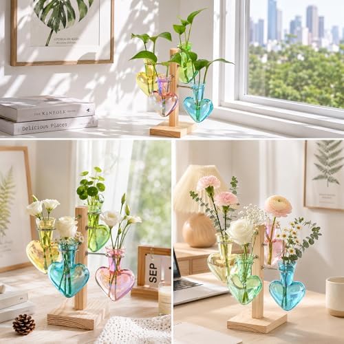 Nacome Plant Terrarium Propagation Stations: Colored Vase with Wooden Stand - Image 7