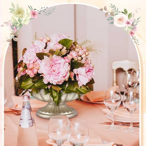 20 Pcs Metal Compote Vase, Floral Centerpiece Bowls, Silver - Image 5