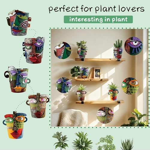 Picasso Abstract Face Flower Pot,Unique Resin Crafted Planter with Drainage Holes,Interesting Colorful Planter with Human face,for Indoor and Outdoor Botanical Home décor (Modern) - Image 3