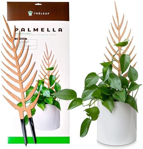 Treleaf Palmella Palm Leaf Inspired Wooden Trellis – Grande Size Indoor Plant Support for Climbing Plants – 24” Decorative Houseplant Trellis and Wooden Plant Stake for Potted Vines by TRELEAF