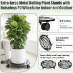 2 Packs 16" Extra-Large Metal Plant Caddy with Wheels Heavy-Duty Iron Rolling Wheeled Plant Stands Indoor Outdoor Wheeled Plant Dolly Coaster Planter Mover Rollers Base, Leaf Style - Image 2